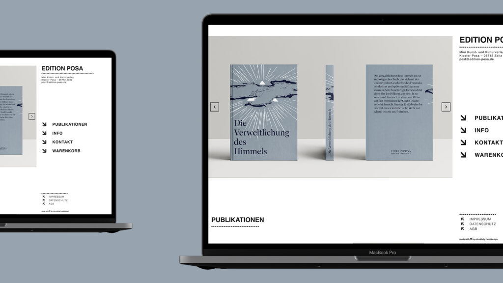 Webseite von Edition Posa. Erstellt durch roh+blutig | webdesign